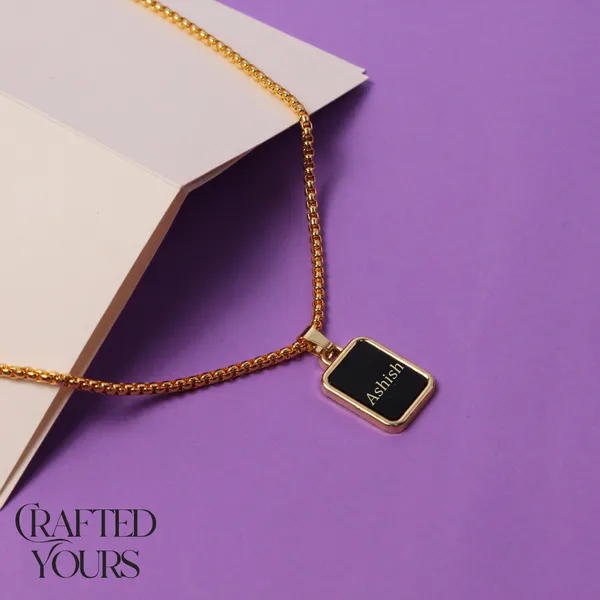 Black_&_Gold_Personalised_Square_Soldier_Dog_Tag_With_Chain