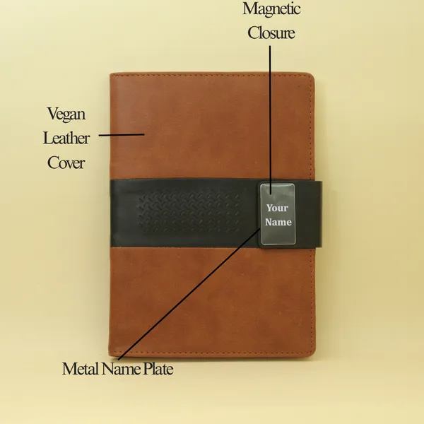 Tan_Personalised_Premium_Dual_Colour_Diary_With_Magnetic_Closure