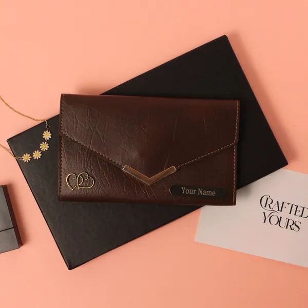 Brown_Personalised_Ridge_Textured_Ladies_Clutch