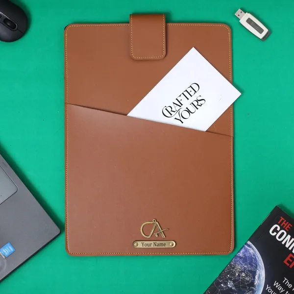 Tan_Personalised_Classic_Laptop_Sleeve