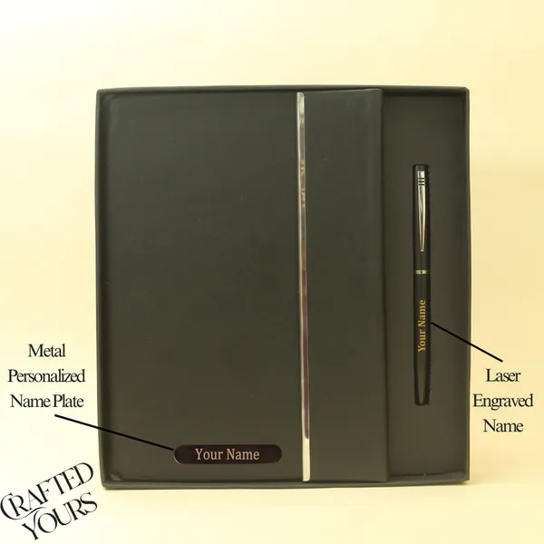 Black_Personalised_Flip_Magnetic_Diary_&_Pen_Combo