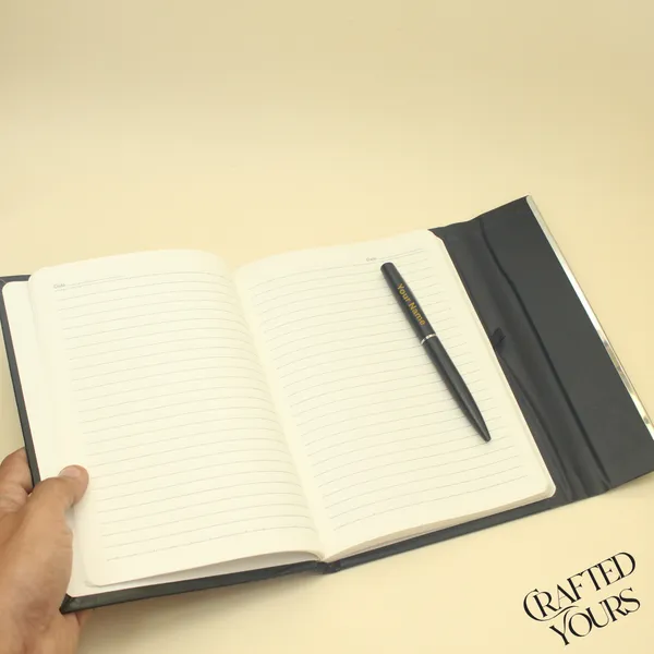 Black_Personalised_Flip_Magnetic_Diary_&_Pen_Combo