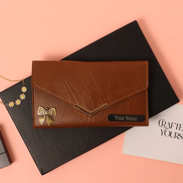 Tan_Personalised_Ridge_Textured_Ladies_Clutch