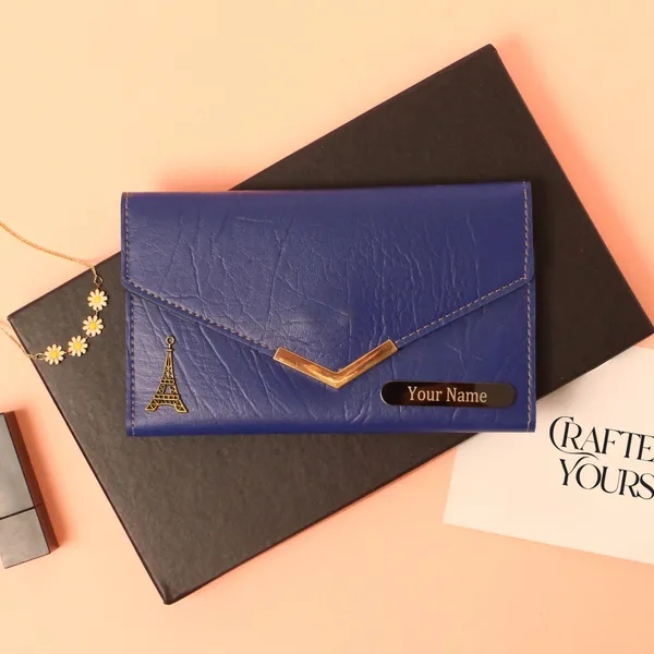 Blue_Personalised_Ridge_Textured_Ladies_Clutch