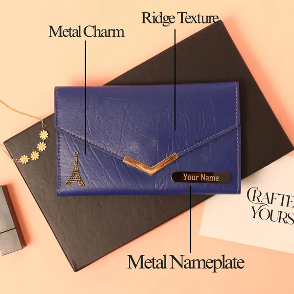 Blue_Personalised_Ridge_Textured_Ladies_Clutch
