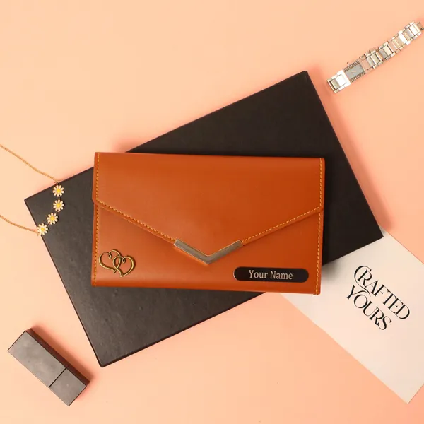 Tan_Personalised_Classic_Ladies_Clutch