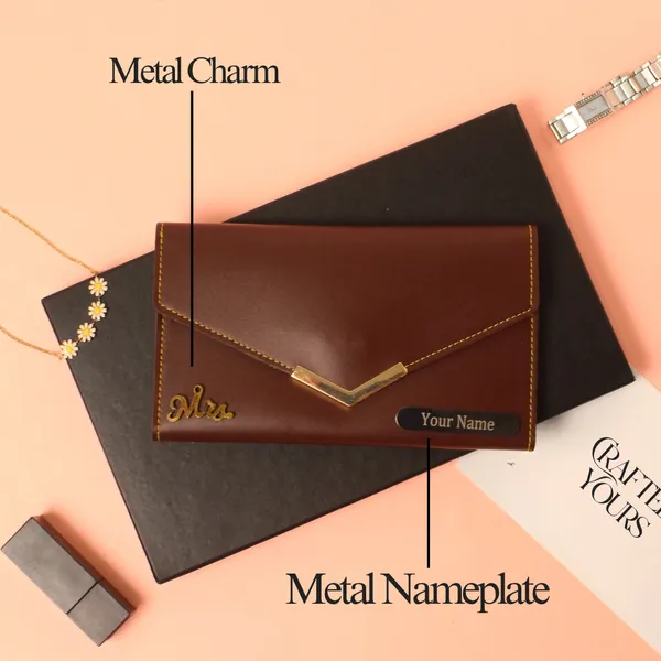 Brown_Personalised_Classic_Ladies_Clutch