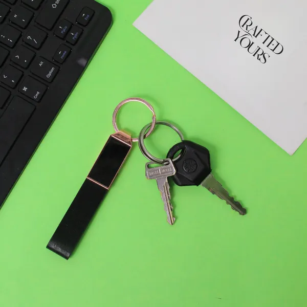 Black_&_Rose_Gold_Personalised_Rose_Gold_Clip_Matt_Black_Pen_With_Rose_Gold_Belt_Keychain_Combo