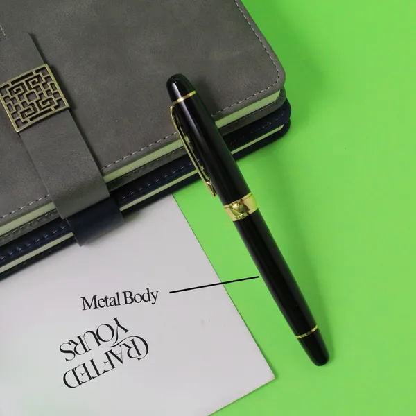 Black_&_Gold_Personalised_Premium_Gold_Trim_Roller_Pen_&_Gold_Belt_Keychain_Combo