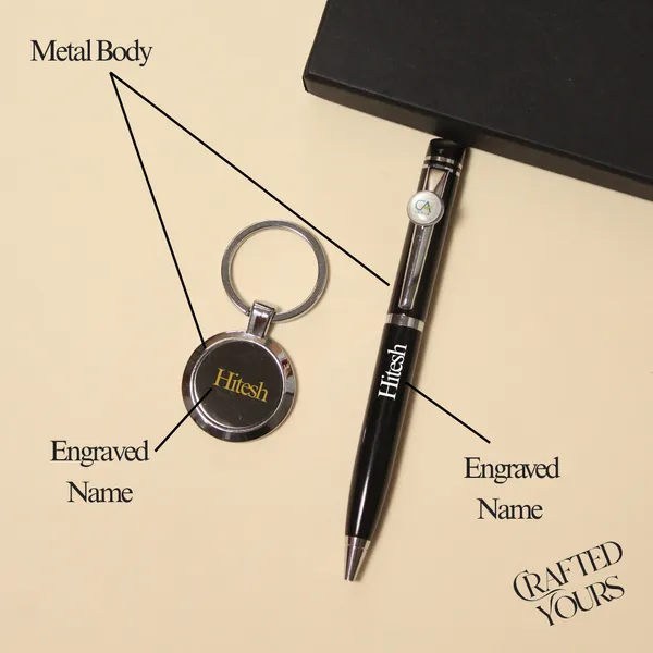Black_Personalised_Ca_Pen_&_Keychain_Set