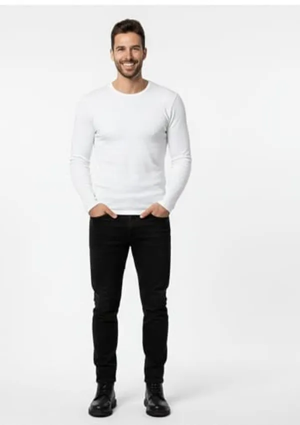 White_Elegant_Design_Full_Sleeve_T-Shirt_For_Men