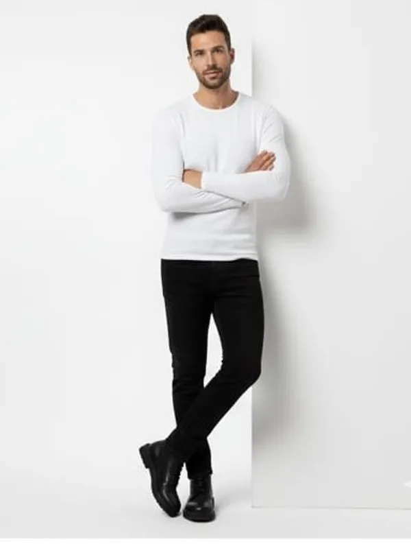 White_Elegant_Design_Full_Sleeve_T-Shirt_For_Men