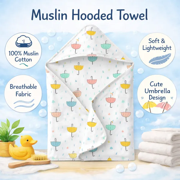 Muslin_Cotton_Hooded_Towel_|_70X70_Cm_|_Single_Layer_Towel_|_Umbrella_Print