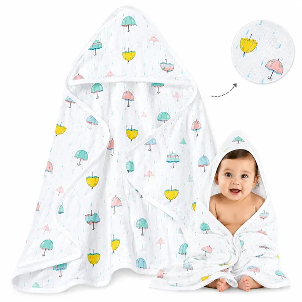 Muslin_Cotton_Hooded_Towel_|_70X70_Cm_|_Single_Layer_Towel_|_Umbrella_Print