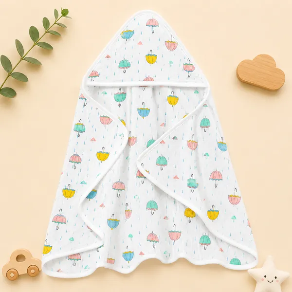 Muslin_Cotton_Hooded_Towel_|_70X70_Cm_|_Single_Layer_Towel_|_Umbrella_Print