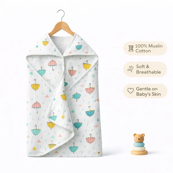 Muslin_Cotton_Hooded_Towel_|_70X70_Cm_|_Single_Layer_Towel_|_Umbrella_Print
