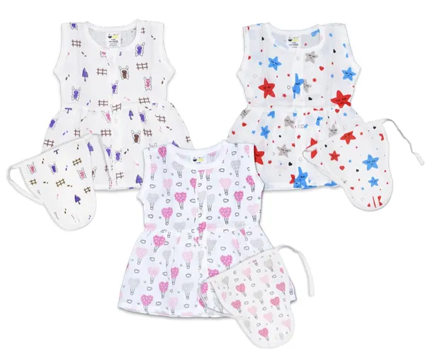 Muslin_Cotton_Frock_With_Nappy_-_Bunny_+_Twinkling_Stars_+_Pinky