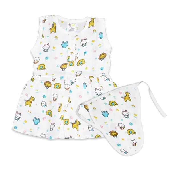 Muslin_Cotton_Frock_With_Nappy_-_Zoo_Creatures