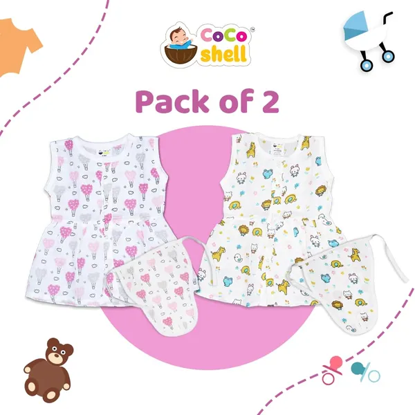 Muslin_Cotton_Frock_With_Nappy_-_Pinky_+_Zoo_Creatures