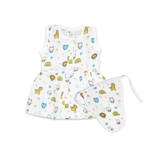 Muslin_Cotton_Frock_With_Nappy_-_Pinky_+_Zoo_Creatures