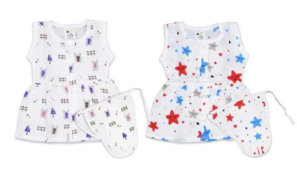 Muslin_Cotton_Frock_With_Nappy_-_Bunny_+_Twinkling_Stars