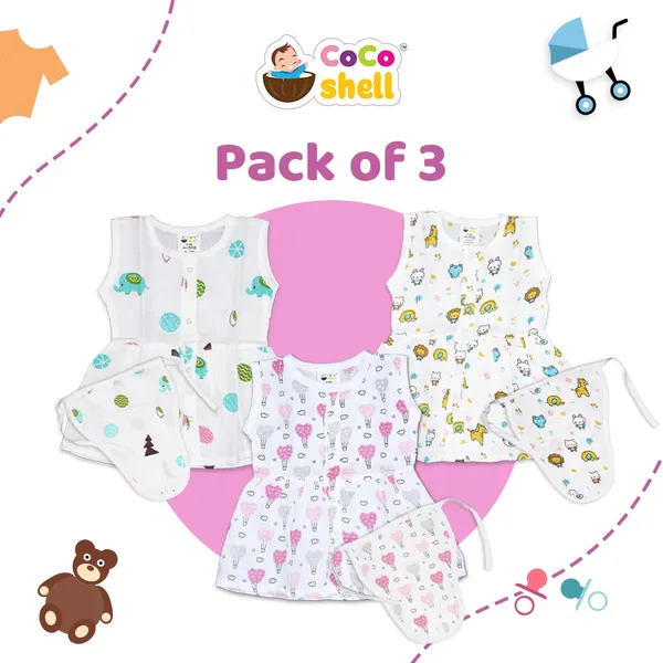 Muslin_Cotton_Frock_With_Nappy_-_Bunny_+_Pinky_+_Zoo_Creatures