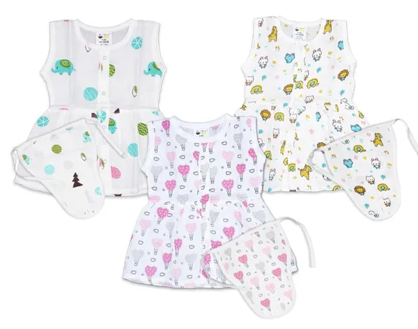 Muslin_Cotton_Frock_With_Nappy_-_Bunny_+_Pinky_+_Zoo_Creatures