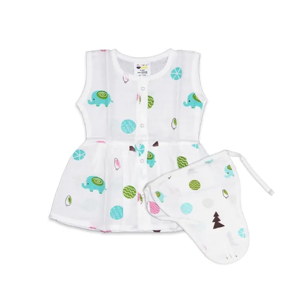 Muslin_Cotton_Frock_With_Nappy_-_Bunny_+_Pinky_+_Zoo_Creatures