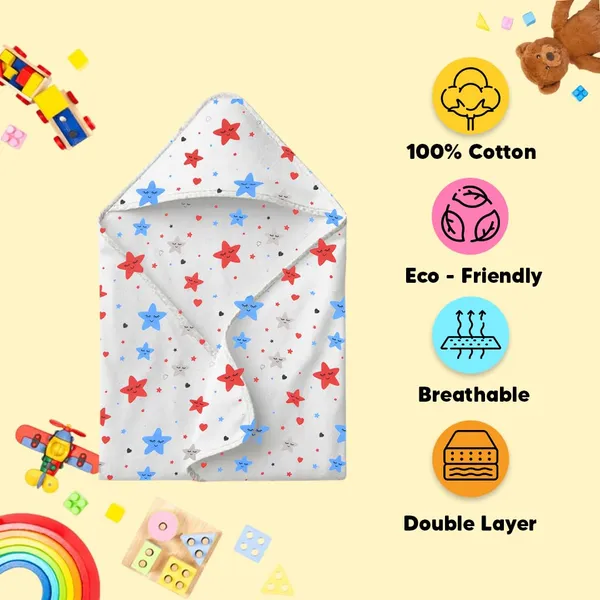 Muslin_Cotton_Hooded_Towel_|_70X70_Cm_|_Double_Layer_Towel_|_Stars_Print