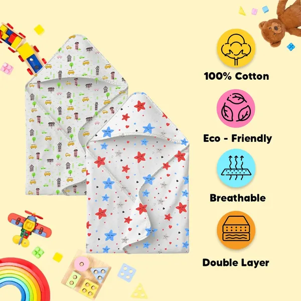 Muslin_Cotton_Hooded_Towel_|_70X70_Cm_|_Double_Layer_Towel_|_Stars_+_Gardening