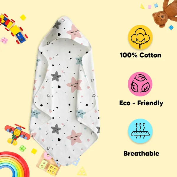 Muslin_Cotton_Hooded_Towel_|_70X70_Cm_|_Single_Layer_Towel_|_Twinkling_Stars_Print