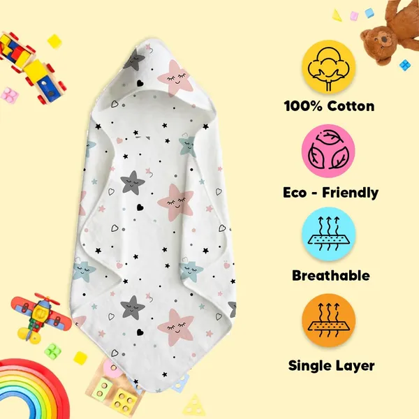 Muslin_Cotton_Hooded_Towel_|_70X70_Cm_|_Single_Layer_Towel_|_Twinkling_Stars_Print