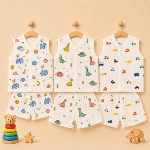 Muslin_Cotton_Jabla_With_Short_|_Dino_+_Motorized_+_Ele-baby