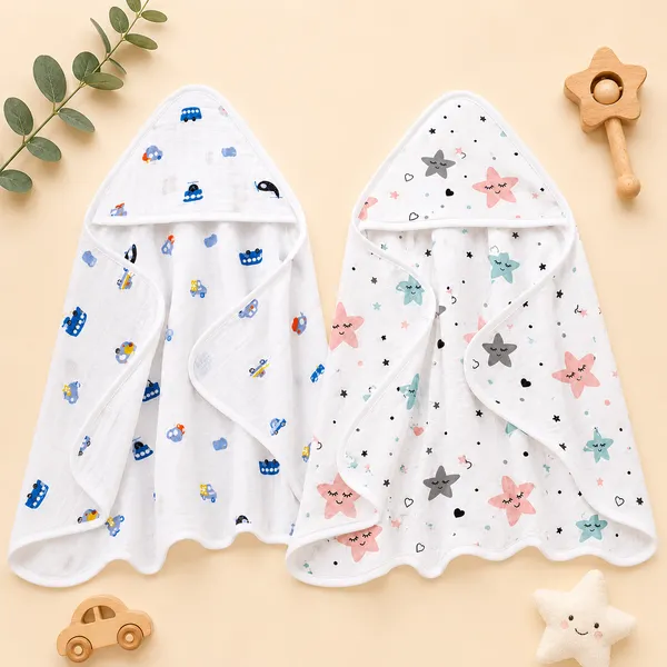 Muslin_Cotton_Hooded_Towel_|_70X70_Cm_|_Single_Layer_Towel_|_Motorized_&_Twinkling_Stars