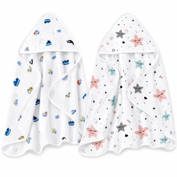 Muslin_Cotton_Hooded_Towel_|_70X70_Cm_|_Single_Layer_Towel_|_Motorized_&_Twinkling_Stars