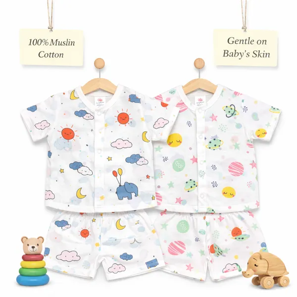 Muslin_Cotton_Jabla_With_Short_-_Ele-baby_+_Planets