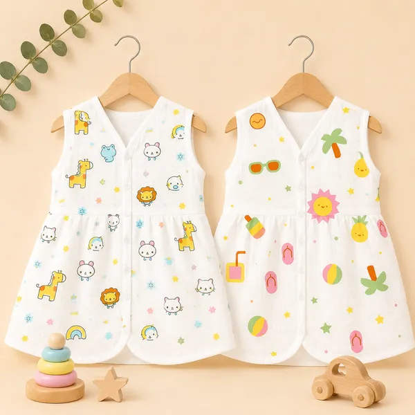 Muslin_Cotton_Chest_Cut_Frock_-_Zoo_Creatures_+_Beach_Day