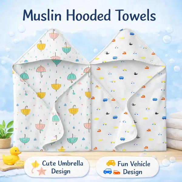 Muslin_Cotton_Hooded_Towel_|_70X70_Cm_|_Single_Layer_Towel_|_Umbrella_&_Motorized_Print