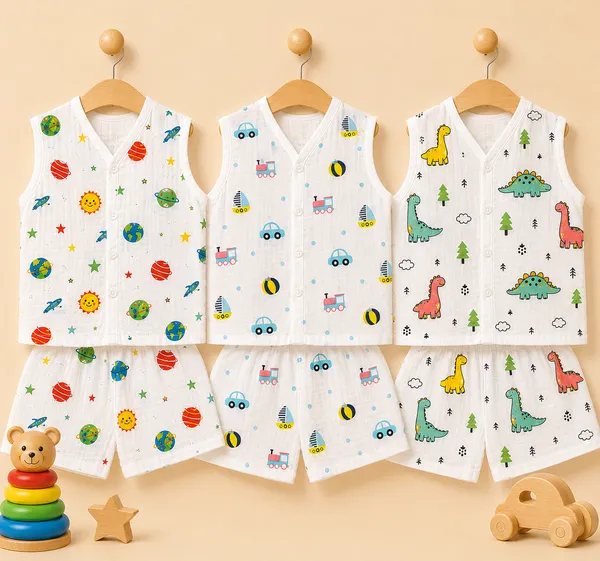 Muslin_Cotton_Jabla_With_Short_|_Planets_+_Track_Wheels_+_Dino