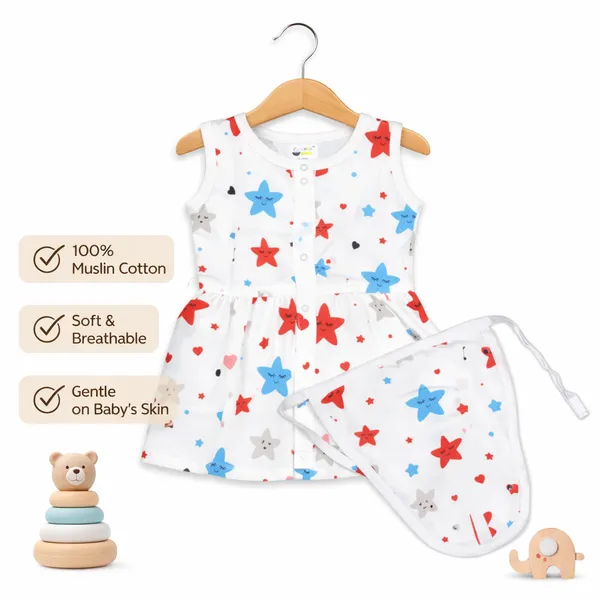 Muslin_Cotton_Frock_With_Nappy_-_Twinkling_Stars