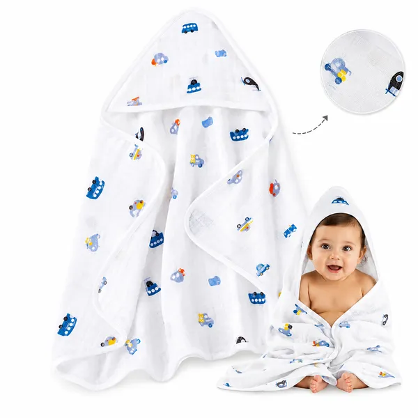 Muslin_Cotton_Hooded_Towel_|_70X70_Cm_|_Single_Layer_Towel_|_Motorized_Print