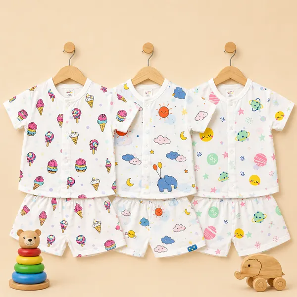 Muslin_Cotton_Jabla_With_Short_|_Ice_Cream_+_Ele-baby_+_Planets
