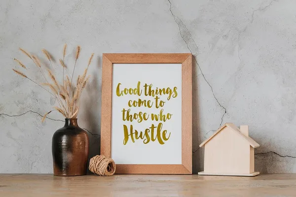 CRAFT_N_CREATIONS_â€œHustleâ€_Motivational_Quote_Frame_â€“_8x6_Inch_Oak_Wood_Finish_|_Inspirational_Wall_&_Desk_Decor_|_Positive_Mindset_Quote_Frame_for_Home_&_Office_|_Model_1015
