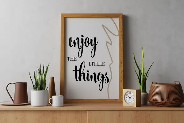 Craft_N_Creations_"Enjoy_the_little_things"_Motivational_&_Inspirational_framed_Quote_in_Oak_Wood_of_Size_8"_x_6"(1006)