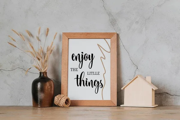 Craft_N_Creations_"Enjoy_the_little_things"_Motivational_&_Inspirational_framed_Quote_in_Oak_Wood_of_Size_8"_x_6"(1006)