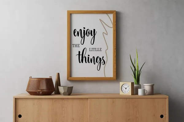 Craft_N_Creations_"Enjoy_the_little_things"_Motivational_&_Inspirational_framed_Quote_in_Oak_Wood_of_Size_8"_x_6"(1006)