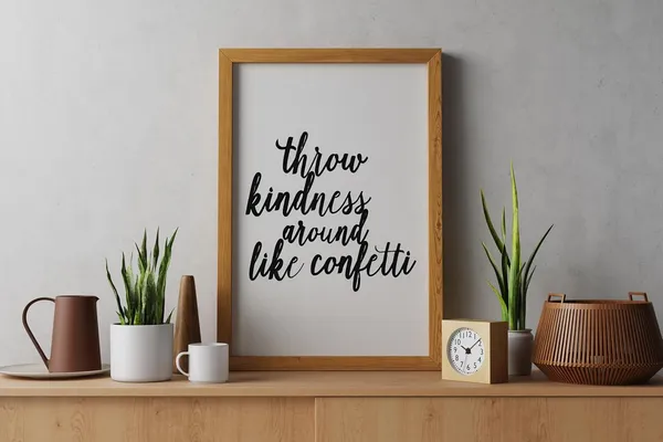 "Through_kindness_around_confetti_Motivational_&_Inspirational_framed_Quote_in_Oak_Wood_of_Size_8"_x_6(1001)"_-_Pack_of_2