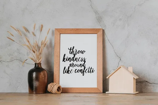 "Through_kindness_around_confetti_Motivational_&_Inspirational_framed_Quote_in_Oak_Wood_of_Size_8"_x_6(1001)"_-_Pack_of_2