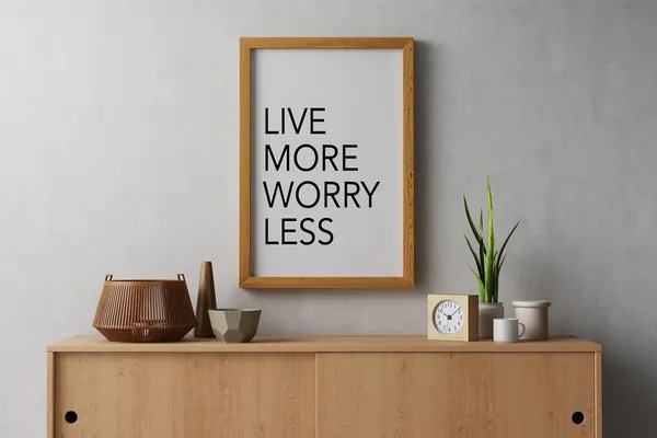 "Live_More_Worry_Less_Motivational_&_Inspirational_framed_Quote_in_Oak_Wood_of_Size_8"_x_6"(1004)_-_Pack_of_3