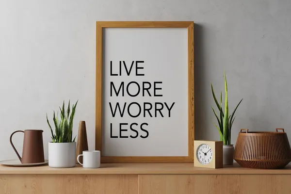 "Live_More_Worry_Less_Motivational_&_Inspirational_framed_Quote_in_Oak_Wood_of_Size_8"_x_6"(1004)_-_Pack_of_3